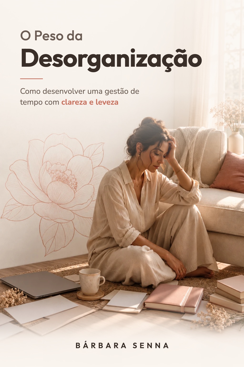 Capa do e-book O Peso da Desorganização, de Bárbara Senna, exibida na tela de um celular
